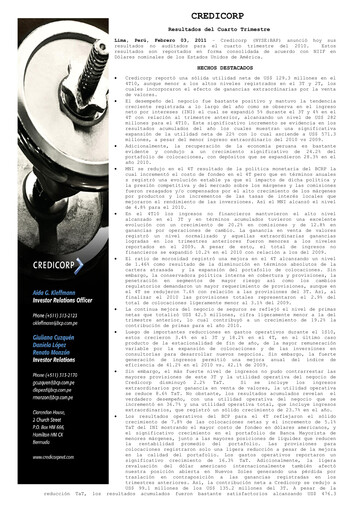 Thumbnail Credicorp Quarterly Report 2010-q4