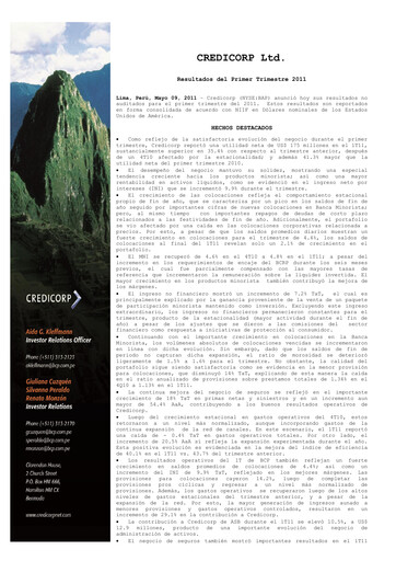 Thumbnail Credicorp Quarterly Report 2011-q1