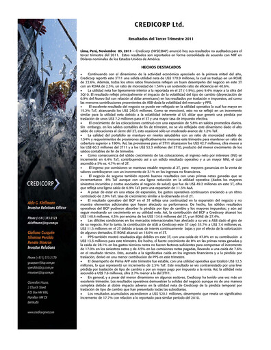 Thumbnail Credicorp Quarterly Report 2011-q3