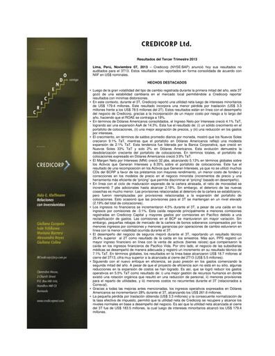 Thumbnail Credicorp Quarterly Report 2013-q3
