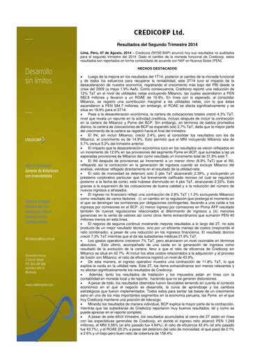 Thumbnail Credicorp Quarterly Report 2014-q2