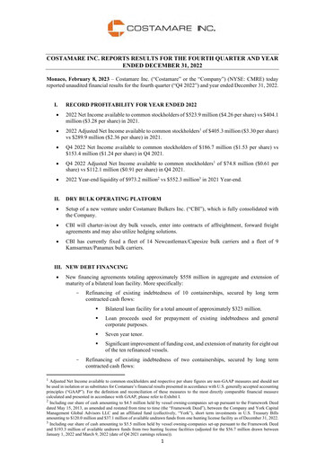 Miniature Costamare
 Rapport trimestriel 2022-q4