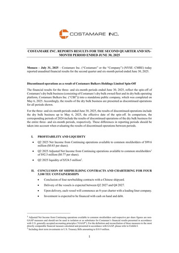 Miniature Costamare
 Rapport trimestriel 2025-q2