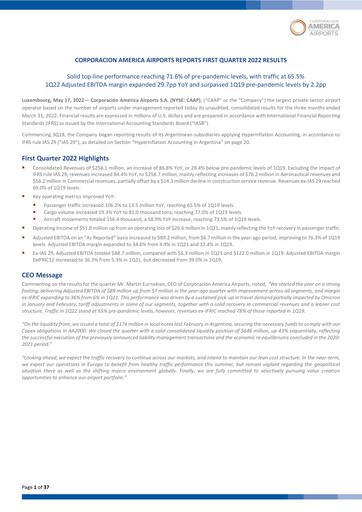 Vorschaubild Corporación América Airports Quartalsbericht 2022-q1