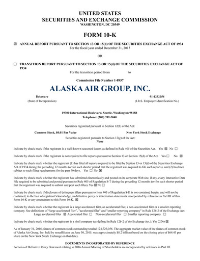 Vorschaubild Alaska Airlines
 Jahresbericht 2015