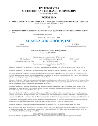Thumbnail Alaska Airlines
 Annual Report 2019