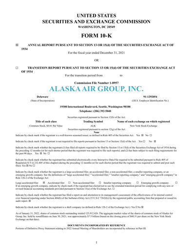 Vorschaubild Alaska Airlines
 Jahresbericht 2021