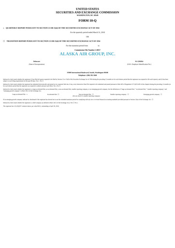 Thumbnail Alaska Airlines
 Quarterly Report 2018-q1