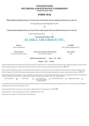 Thumbnail Alaska Airlines
 Quarterly Report 2019-q3