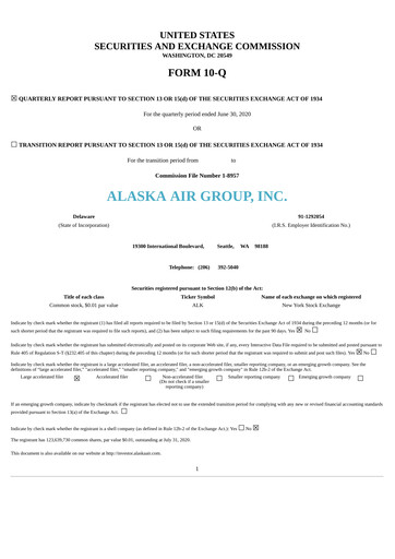 Thumbnail Alaska Airlines
 Quarterly Report 2020-q2