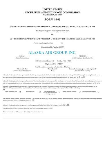 Thumbnail Alaska Airlines
 Quarterly Report 2024-q3