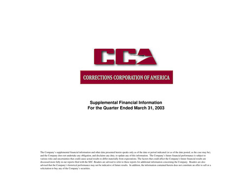 Thumbnail CoreCivic Quarterly Report 2003-q1