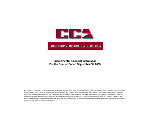 Thumbnail CoreCivic Quarterly Report 2003-q3