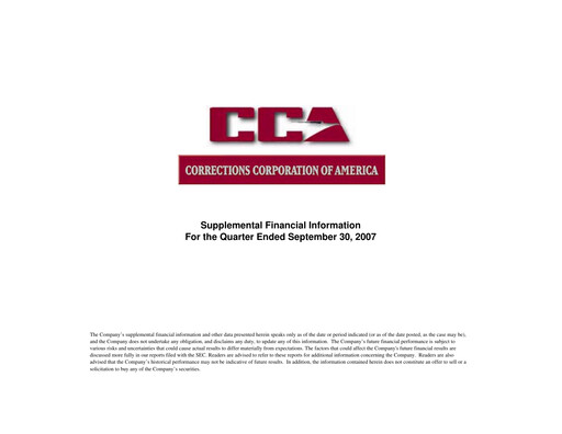 Thumbnail CoreCivic Quarterly Report 2007-q3