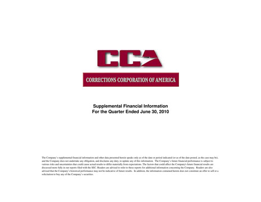 Thumbnail CoreCivic Quarterly Report 2010-q2