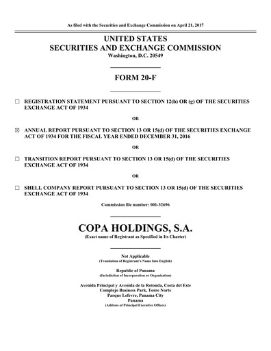 Thumbnail Copa Holdings
 Annual Report 2016