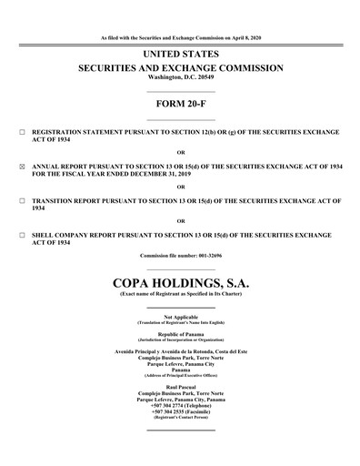 Thumbnail Copa Holdings
 Annual Report 2019