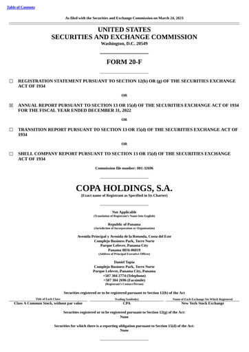 Thumbnail Copa Holdings
 Annual Report 2022