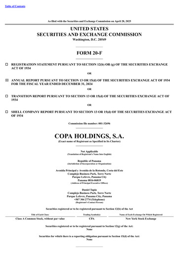 Thumbnail Copa Holdings
 Annual Report 2024