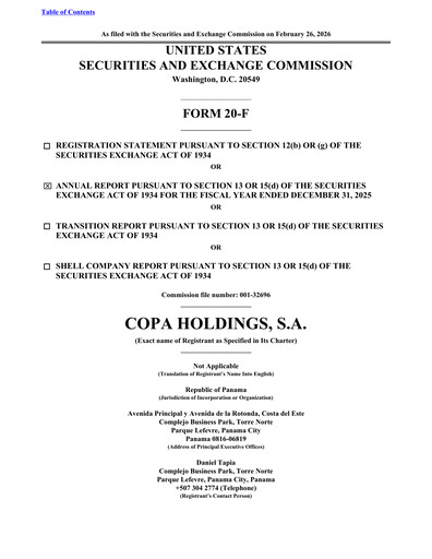 Thumbnail Copa Holdings
 Annual Report 2025