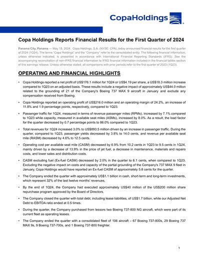 Thumbnail Copa Holdings
 Quarterly Report 2024-q1
