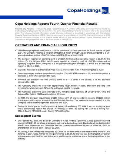 Thumbnail Copa Holdings
 Quarterly Report 2024-q4