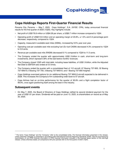 Thumbnail Copa Holdings
 Quarterly Report 2025-q1