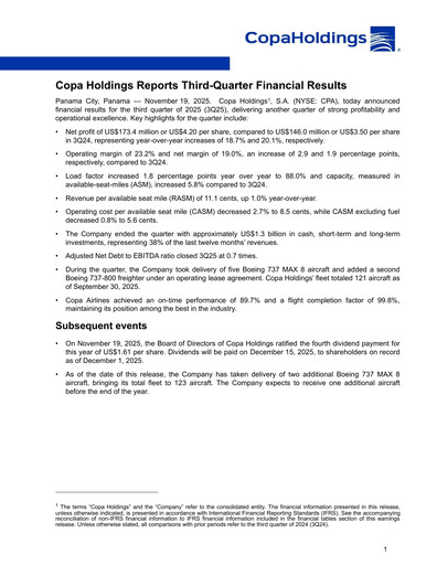 Thumbnail Copa Holdings
 Quarterly Report 2025-q3