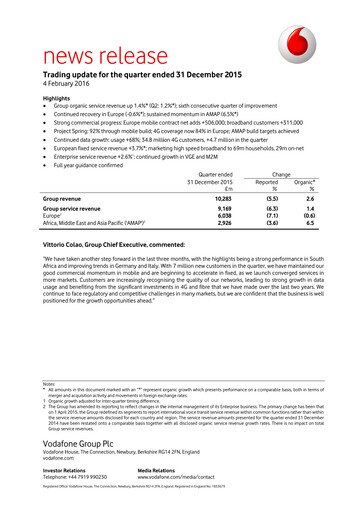 Thumbnail Vodafone Quarterly Report 2016-q3