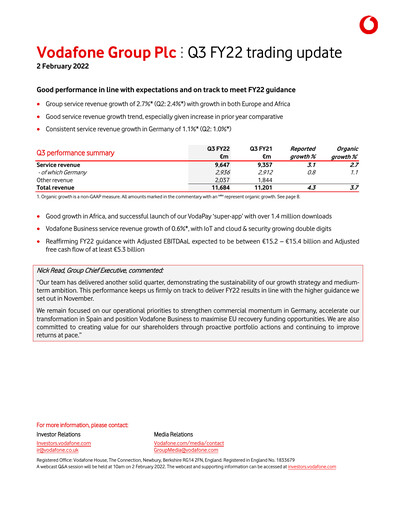Thumbnail Vodafone Quarterly Report 2022-q3