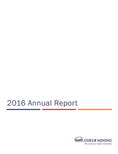 Thumbnail Coeur Mining
 Annual Report 2016