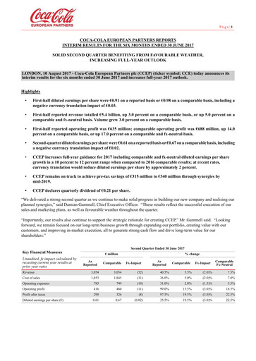 Thumbnail Coca-Cola European Partners
 Half-year Report 2017-h1