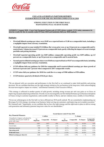 Thumbnail Coca-Cola European Partners
 Half-year Report 2018-h1