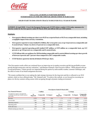 Thumbnail Coca-Cola European Partners
 Quarterly Report 2018-q1