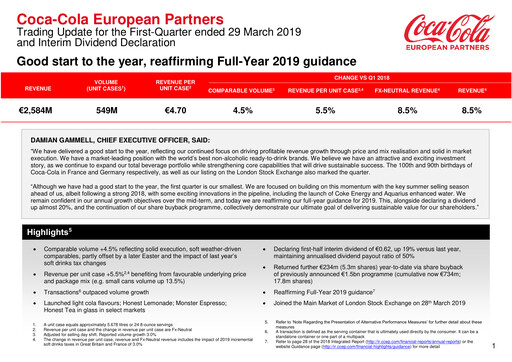 Thumbnail Coca-Cola European Partners
 Quarterly Report 2019-q1
