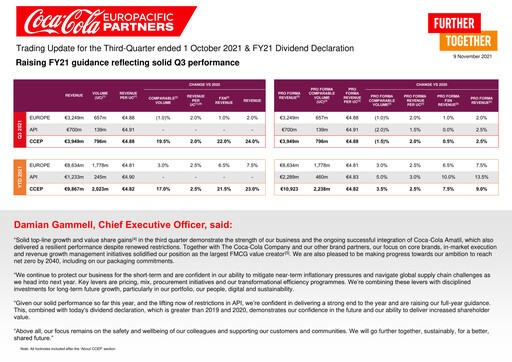 Thumbnail Coca-Cola European Partners
 Quarterly Report 2021-q3