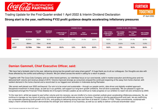 Thumbnail Coca-Cola European Partners
 Quarterly Report 2022-q1