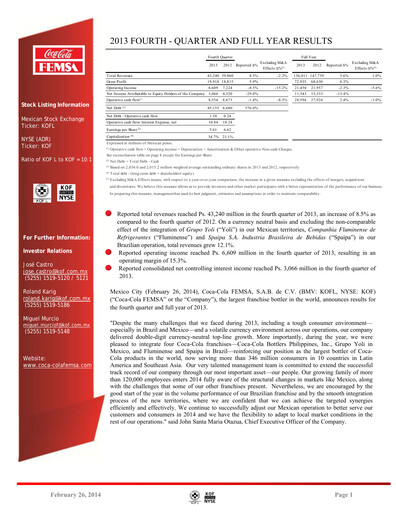 Miniature Coca-Cola FEMSA Rapport trimestriel 2013-q4