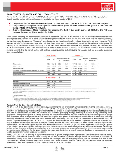 Miniature Coca-Cola FEMSA Rapport trimestriel 2014-q4