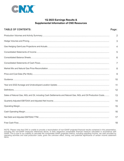 Thumbnail CNX Resources
 Quarterly Report 2023-q1