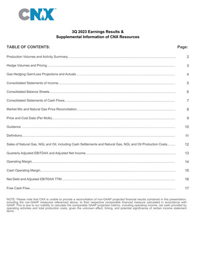 Thumbnail CNX Resources
 Quarterly Report 2023-q3