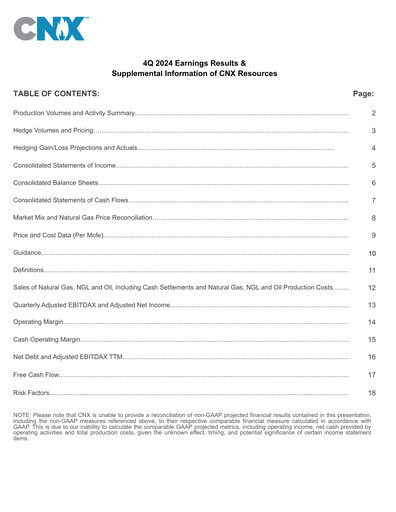 Thumbnail CNX Resources
 Quarterly Report 2024-q4