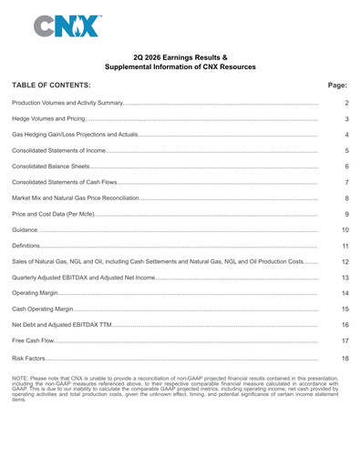 Thumbnail CNX Resources
 Quarterly Report 2026-q2