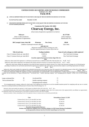 Thumbnail Clearway Energy
 Annual Report 2019