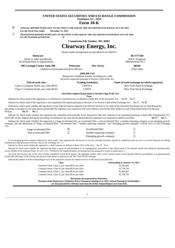 Thumbnail Clearway Energy
 Annual Report 2021