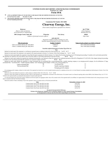 Thumbnail Clearway Energy
 Annual Report 2022