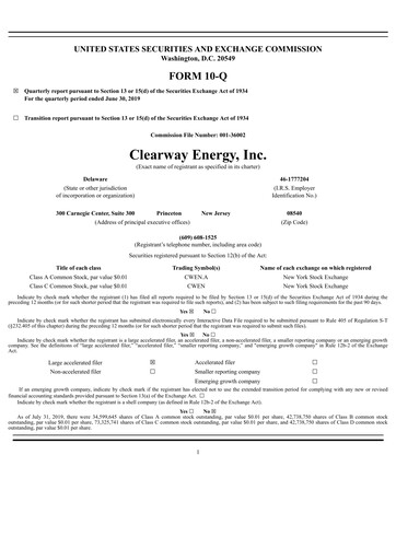 Thumbnail Clearway Energy
 Quarterly Report 2019-q2