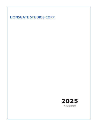 Thumbnail Lionsgate Studios Annual Report 2025