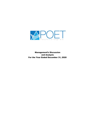Thumbnail POET Technologies Financial Report 2020