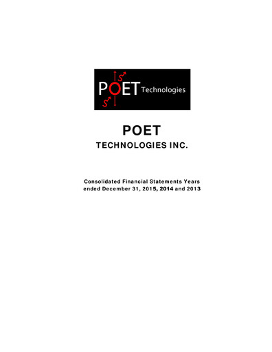 Thumbnail POET Technologies Financial Statement 2015